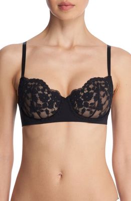 Natori Plush Romance Lace Underwire Balconette Bra in Black