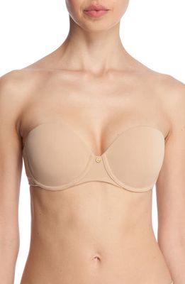 Natori Pure Luxe Strapless Contour Underwire Bra in Cafe