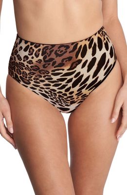 Natori Reversible High Waist Bikini Bottoms in Luxe Leopard /Black