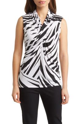 Natori Zebra Stripe Sleeveless Top in Black White