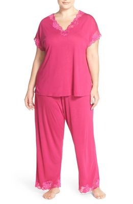 Natori 'Zen Floral' Pajamas in Fuchsia Pink