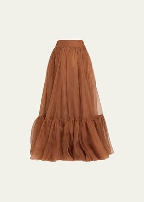 Natura Gathered Silk Skirt