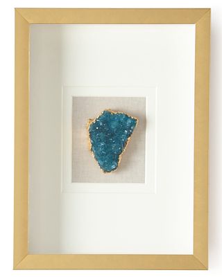 Natural Crystal in Golden Frame, Turquoise Blue