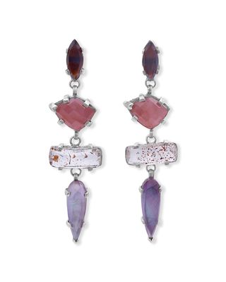 Natural Quartz/Mother-of-Pearl/Garnet and Ruby Earrings
