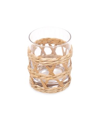 Natural Rattan Old Fashioned Glasses, Set of 4