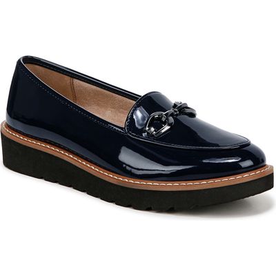 Naturalizer Adiline Bit Platform Loafer in French Navy Faux Leather 