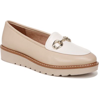 Naturalizer Adiline Bit Platform Loafer in Tan/White Leather 