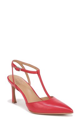 Naturalizer Astrid T-Strap Pointed Toe Pump in Crantini Red Leather