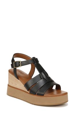 Naturalizer Barrett Strappy Wedge Sandal in Black Leather