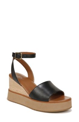 Naturalizer Brynn Ankle Strap WEdge Sandal in Black Leather