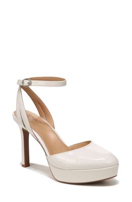 Naturalizer Clarice Ankle Strap Platform Pump in Satin Pearl Beige Leather