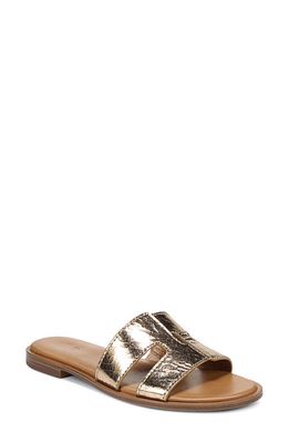 Naturalizer Fame Metallic Slide Sandal in Champagne Yellow Leather