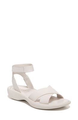 Naturalizer Genn Ankle Strap Sandal in Satin Pearl Beige Synthetic
