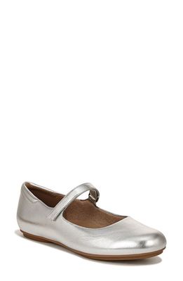 Naturalizer Maxwell Mary Jane Flat in Silver Leather