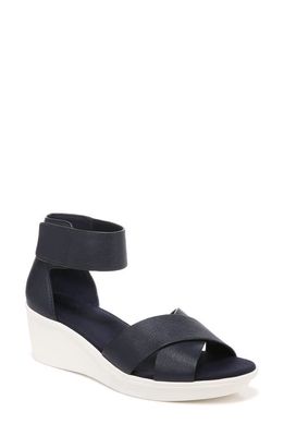 Naturalizer Riviera Wedge Sandal in Navy Blue Leather