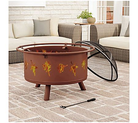 Nature Spring 32-inch Round Outdoor Leaf Fire P it