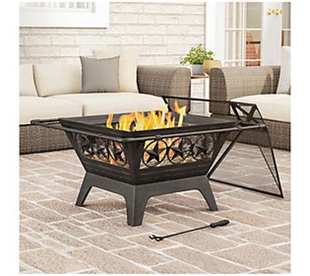 Nature Spring 32in Outdoor Star Fire Pit, Squar e