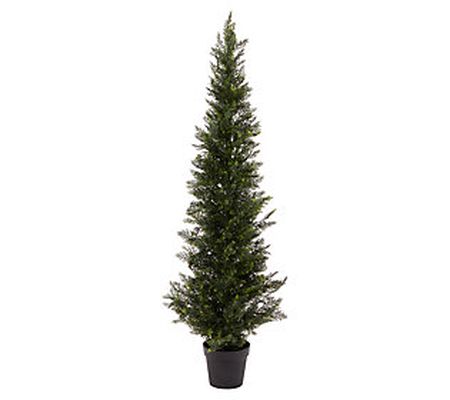 Nature Spring 5-Ft Faux Cedar Potted Topiary Tr ee