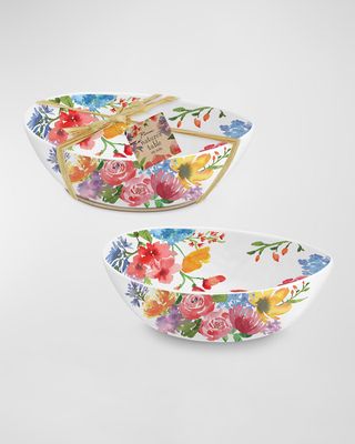 Nature's Table Floral Bowls - Set of 2