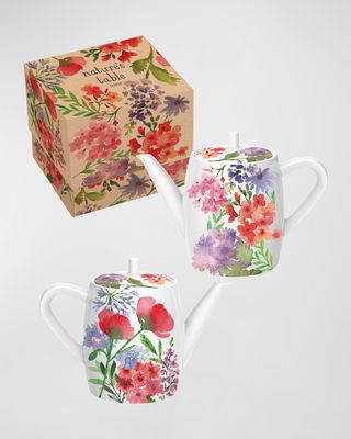 Nature's Table Floral Teapots- Set of 2