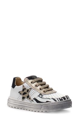 Naturino Hess Zip Sneaker in White-Black-Platinum