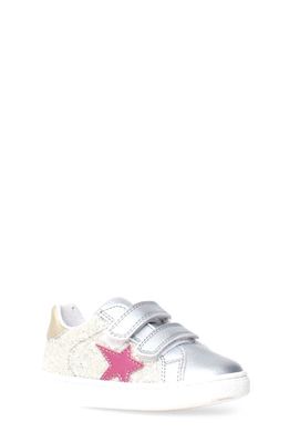 Naturino Kids' Pinn Sneaker in Silver-Fuchsia-Platinum 