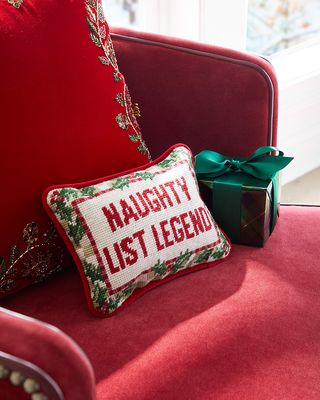 Naughty List Legends Needle Point Pillow