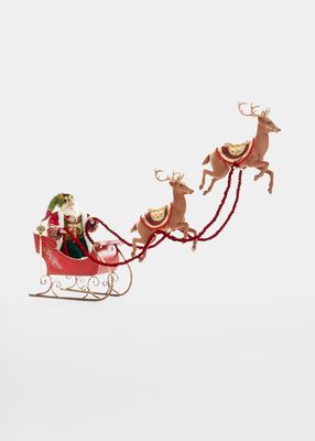 Naughty Or Nice Santa w/ Sleigh And Flying Deer