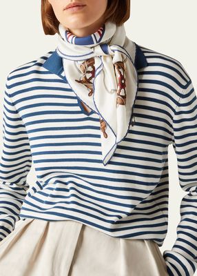 Nautical Sailor Striped Silk Twill Scarf