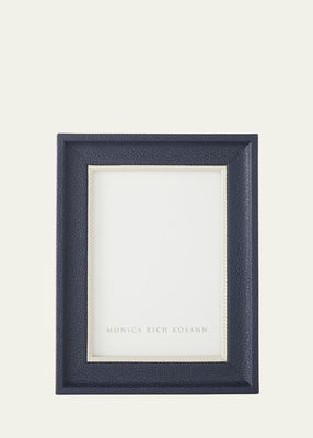 Navy Leather Frame with Cream Accent, 5" x 7"