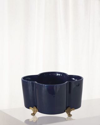 Navy Quatrefoil Planter