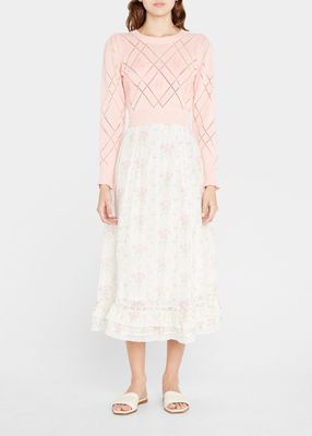 Navya Floral Lace Midi Skirt