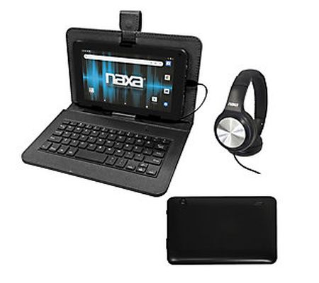 Naxa 7" Core Android 11 Tablet, USB Keyboard Ca se & Headphones