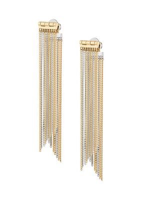 Naya 12K Yellow Gold & Silvertone Fringe Chain Earrings