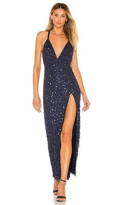 NBD Paloma Embellished Gown in Navy