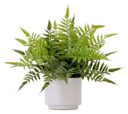 Nearly Natural 13" Artificial Boston Fern Plant with Planter