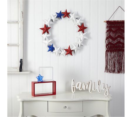 Nearly Natural 21" Americana Wreath with Stars