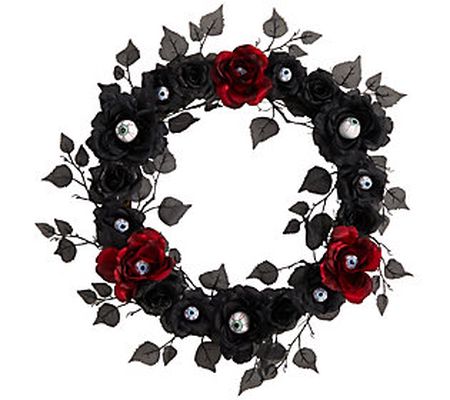 Nearly Natural 24 Eyeball Rose Halloween Artif icial Wreath