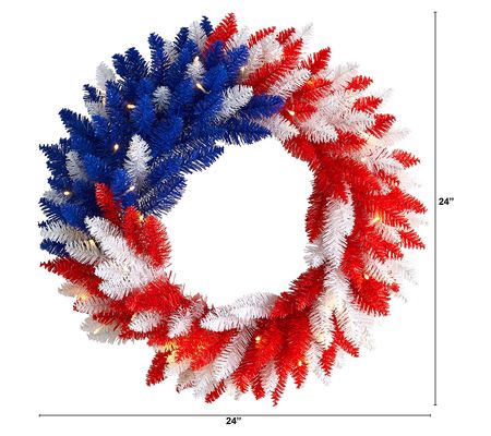 Nearly Natural 24" Patriotic Wreath with 35 LED Lights