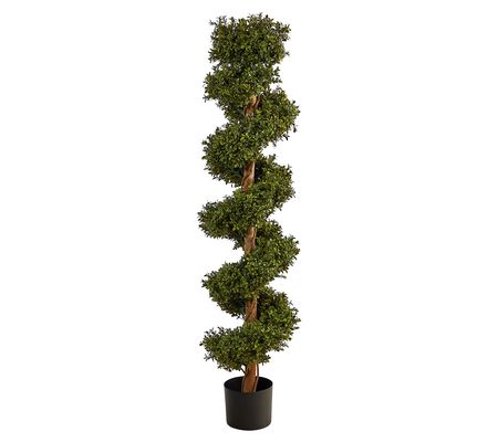 Nearly Natural 5' Boxwood Spiral Topiary Faux T ree