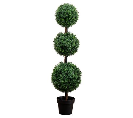 Nearly Natural 5' Faux Triple Ball Boxwood with 962 Lvs Potte