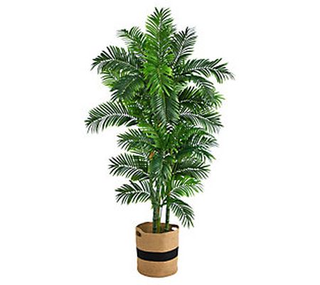 Nearly Natural 6' Curvy Parlor Artificial Palm Tree in Planter