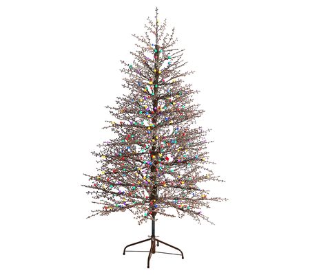 Nearly Natural 6' Frosted Berry Twig Tree with 350 Lights
