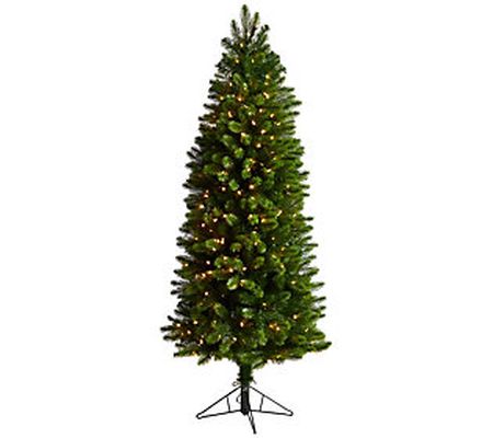 Nearly Natural 6' Slim Virginia Spruce Tree w/3 00 Lights
