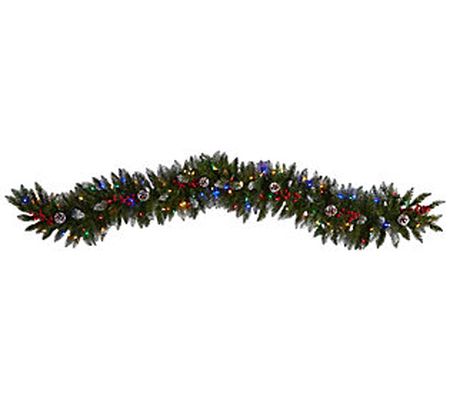 Nearly Natural 6' Snow Tipped Extra Wide Garlan d w/100 Lights
