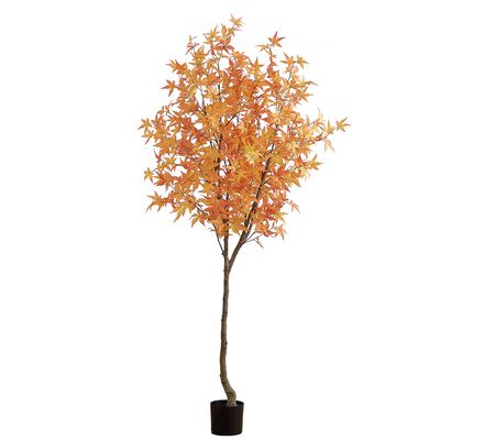 Nearly Natural 7-ft Autumn Maple Artificial Fal l Tree - Orange