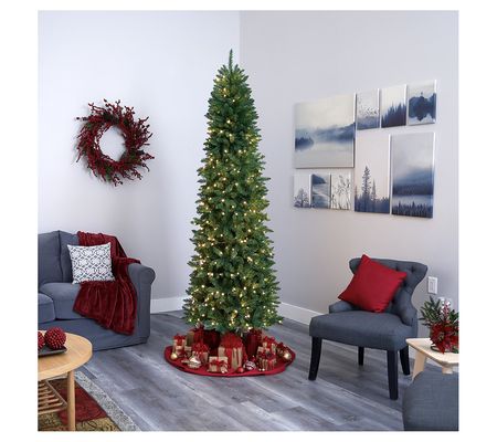 Nearly Natural 8' Slim Mountain Pine Faux Chris tmas Tree