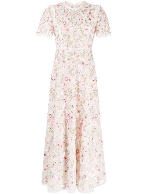 Needle & Thread Anthena floral-embroidered dress - Pink