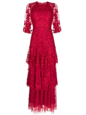 Needle & Thread Bonnie Bow lace-embellished gown - Red