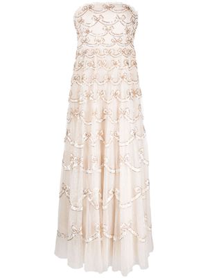 Needle & Thread Bow sequin-embellished strapless dress - Neutrals
